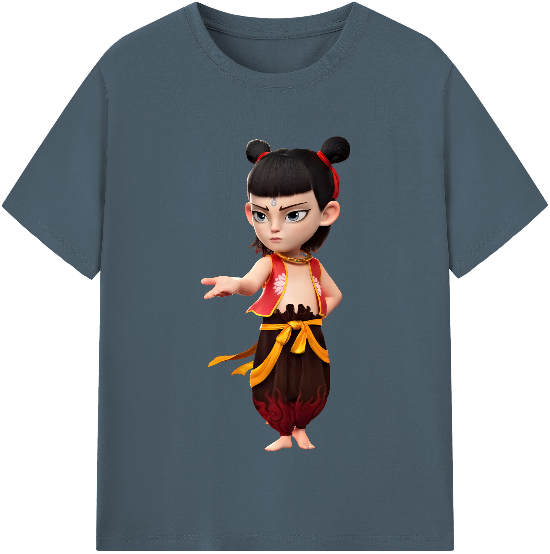 （画像用） Ne Zha 2 ナタ 魔童の大暴れ 綿100％半袖Tシャツ（フロントプリント）